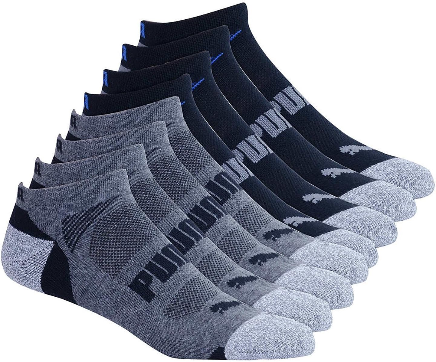 Puma Men's No show Sport Socks, Moisture Control, Arch Support (8 Pair) SOCK SIZE 10-13 SHOE SIZE 6-12