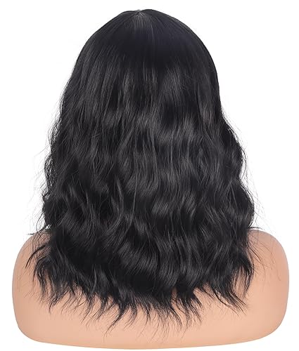 Miniatura 7 de Pelucas de moda a la altura del hombro para mujeres negras, pelucas onduladas con flequillo