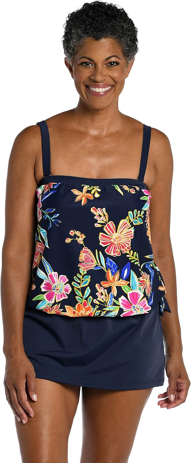 Maxine of Hollywood Women's Bandeau Blouson Tankini Swimsuit Top