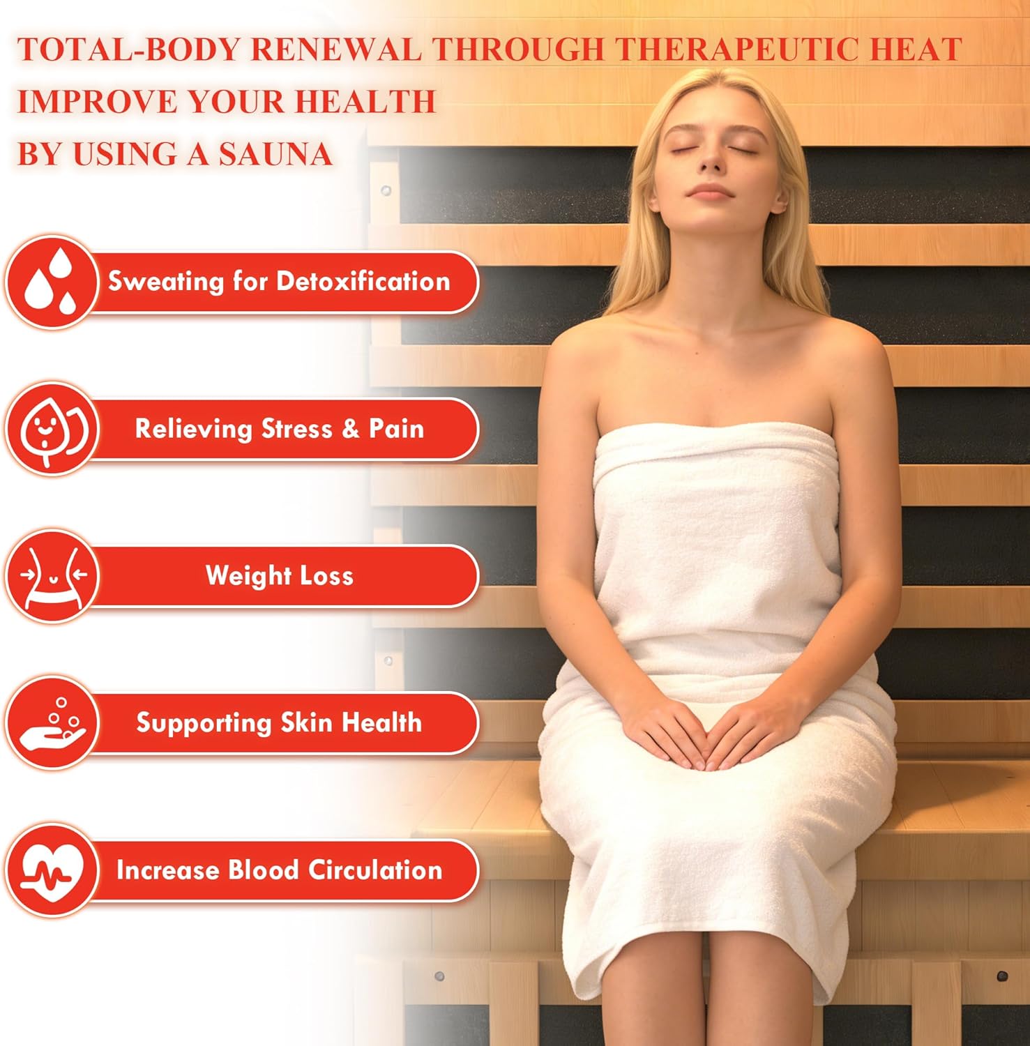 Infrared Sauna for 1 Person, Wooden Dry Sauna Room with backrest, 960W/120V Low EMF Indoor Saunas with Control Panel, 7-Color Therapy&Timer, Bluetooth Speakers for Home