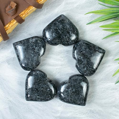 Miniatura 10 de Crocon Juego de piedras de soplo con forma de corazón de sodalita de 1.969 in, 450 quilates, bolsillo de cristal curativo, colección de piedras de