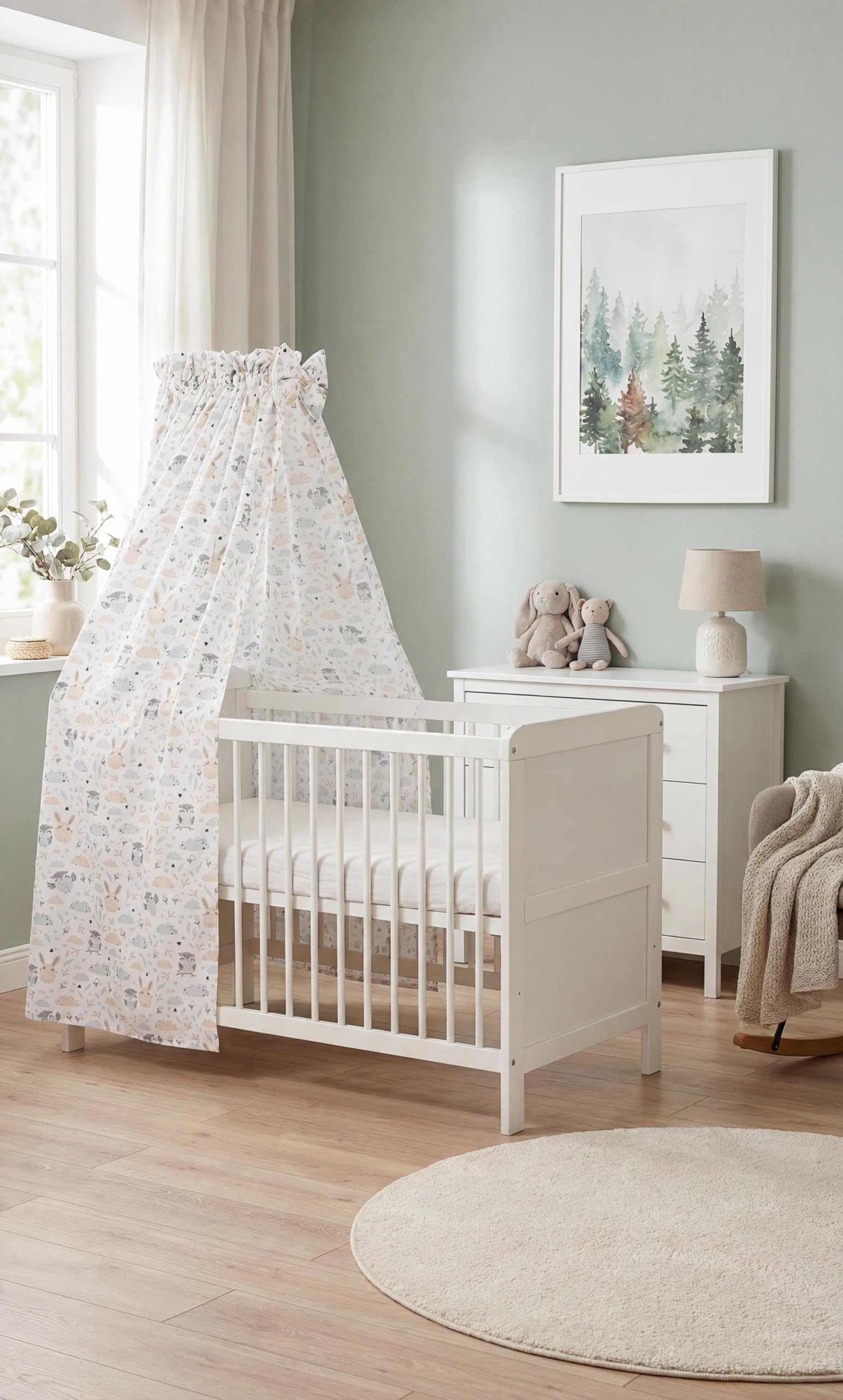 TupTam Ciel de Lit pour Bébé avec Un Nœud, Lapin/Chouette, env. 160x240 cm