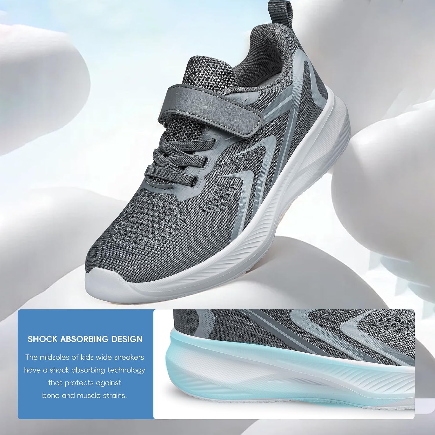 Boys Girls Wide Shoes Kids Sneakers Wide Toe Box Tennis Running Shoes Non Slip Lightweight Comfortable Outdoor for Toddler/Little Kid/Big Kid
