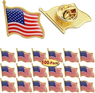 50/100/200/300Pack American Flag Lapel Pins Bulk Metal - USA United States Patriotic Souvenir Badge Pins For Memorial Veteran Day Patriotic Party