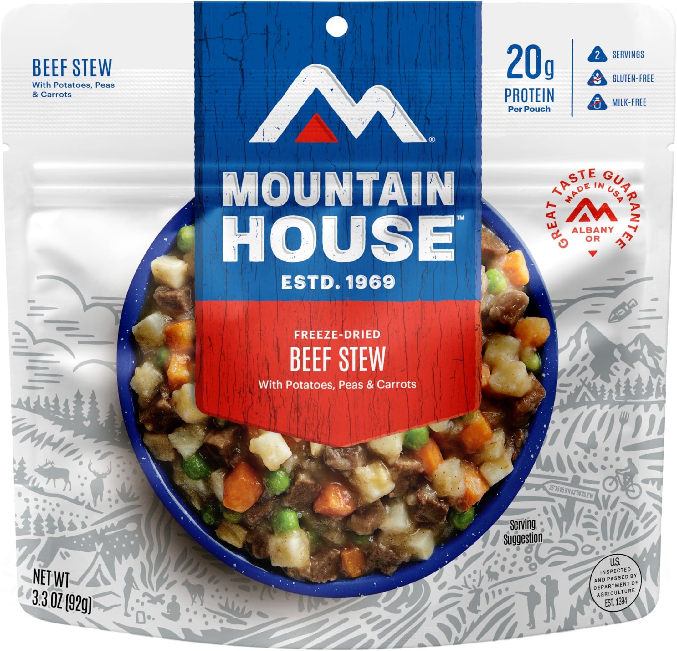 Mountain House Beef Stew | Freeze Dried Backpacking & Camping Food | 2 Servings | Gluten-Free