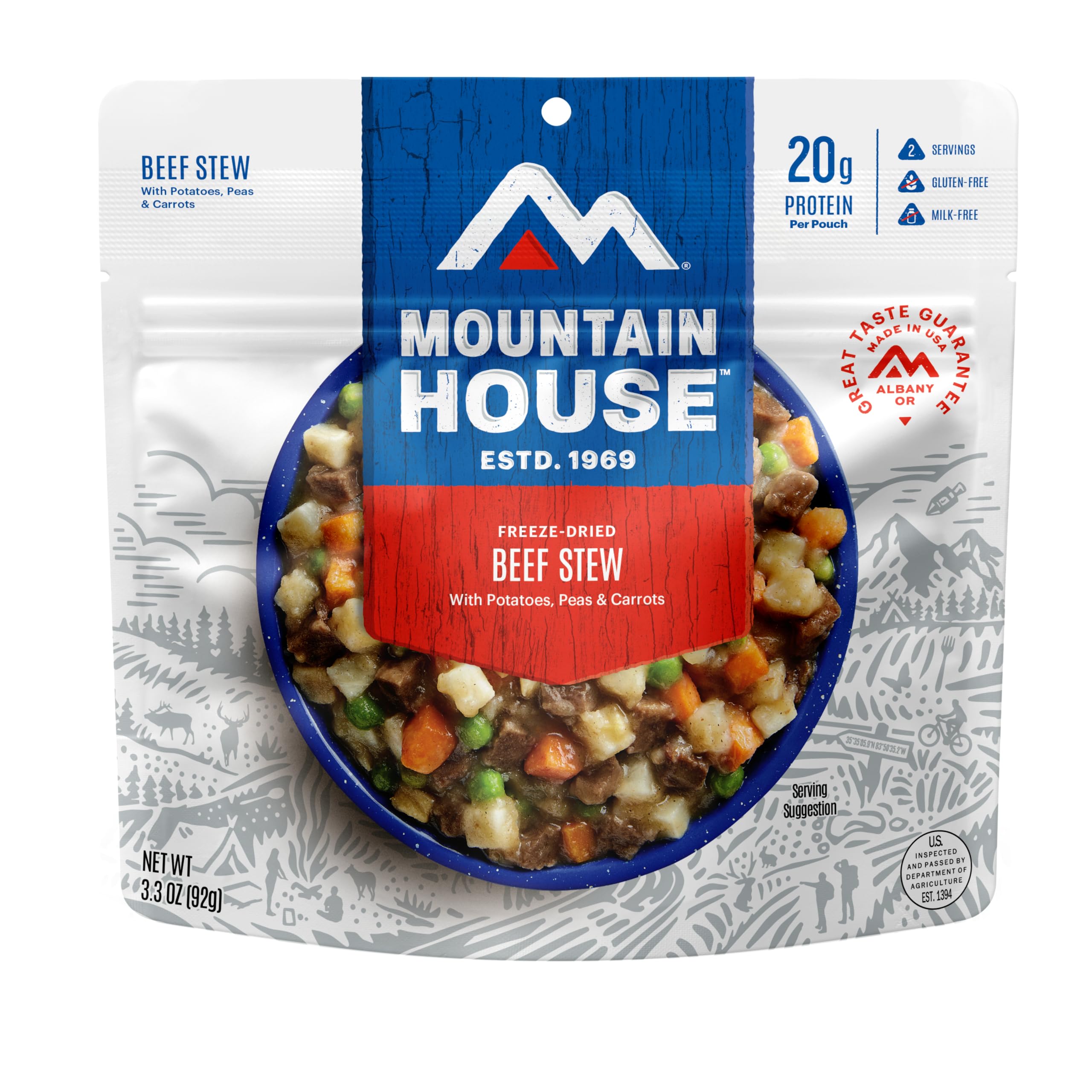 Beef Stew | Freeze Dried Backpacking & Camping Food | 2 Servings | Gluten-Free