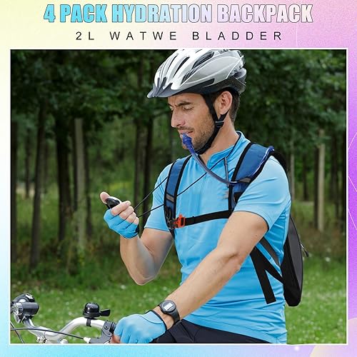 Miniatura 7 de Chunful Mochila de agua para correr con 4 unidades, paquete de hidratación con bolsa de agua de senderismo de 2 litros para festivales musicales,