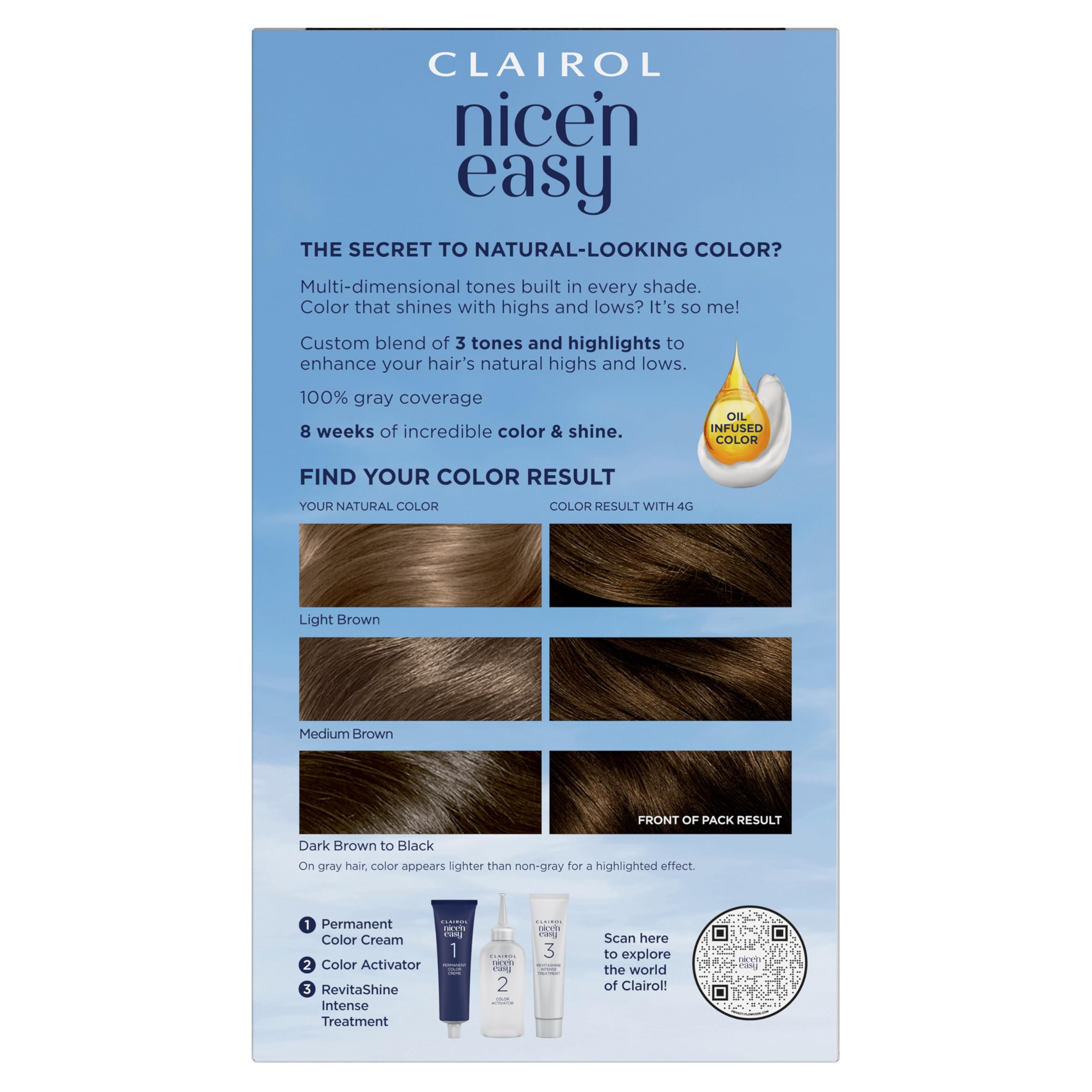 Clairol Nice'n Easy Permanent Hair Dye with 100% Gray Coverage
