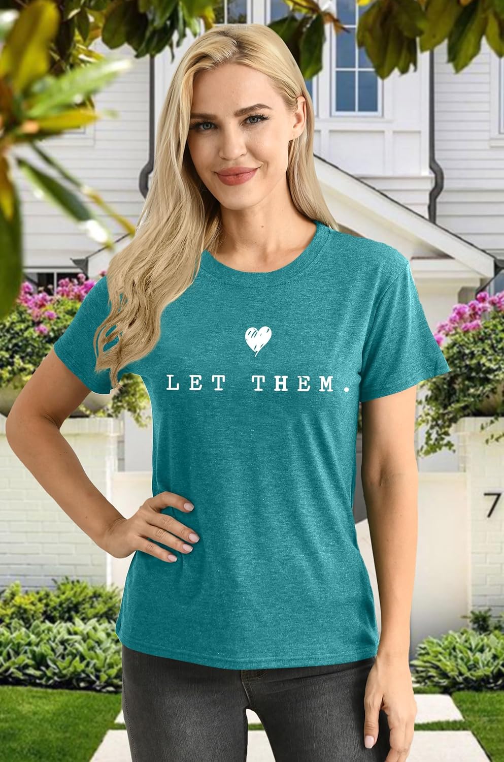 Womens Let Them Shirt Mental Health Awareness T-Shirt Inspirational Tee Shirt Positive Short Sleeve Top - Image 4