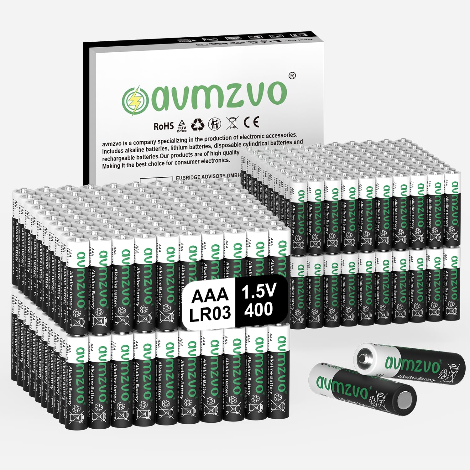 batterien AAA 400 Stück,LR03 1.5V Alkaline Batterie langlebige Power | Leistungsstark, Kann für Spielzeug, Wecker und andere elektronische Geräte verwendet Werden【10 Jahre Garantie】