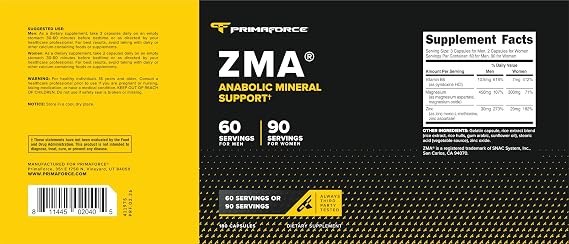 Primaforce ZMA Dietary Supplement, 180 Capsules