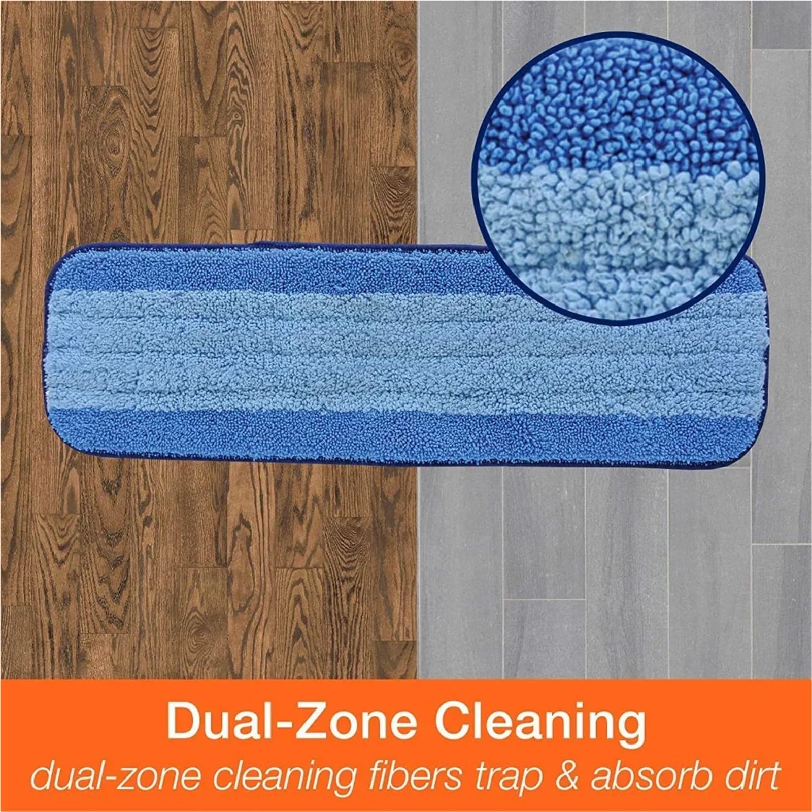 Almohadilla para Trapeador Paño de mopa microfibra 46x14cm, cabezal repuesto a rayas azules, almohadillas limpias for pegar placa reutilizable, adecuadas for fregonas Bona Para fregar el suelo(6pcs)