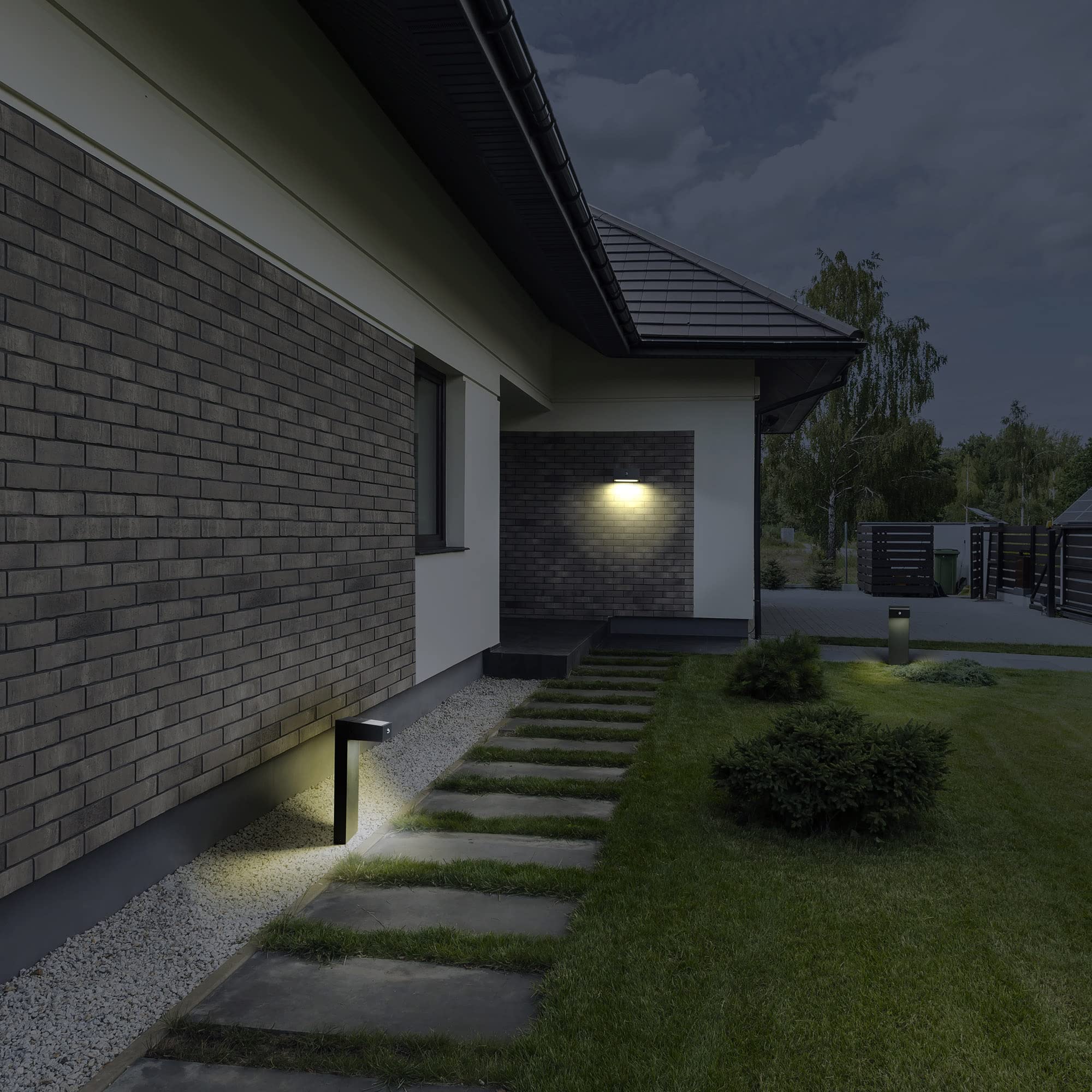 FORLIGHT Top - Baliza Solar de Jardín LED 3W de 50cm de Alto. Baliza de Jardín con Placa Solar para Jardín y Terraza. Blanco Cálido 3000K. Color Gris Urbano