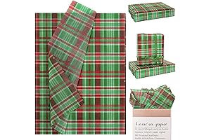 Whaline 100 Sheets Christmas Plaid Tissue Paper