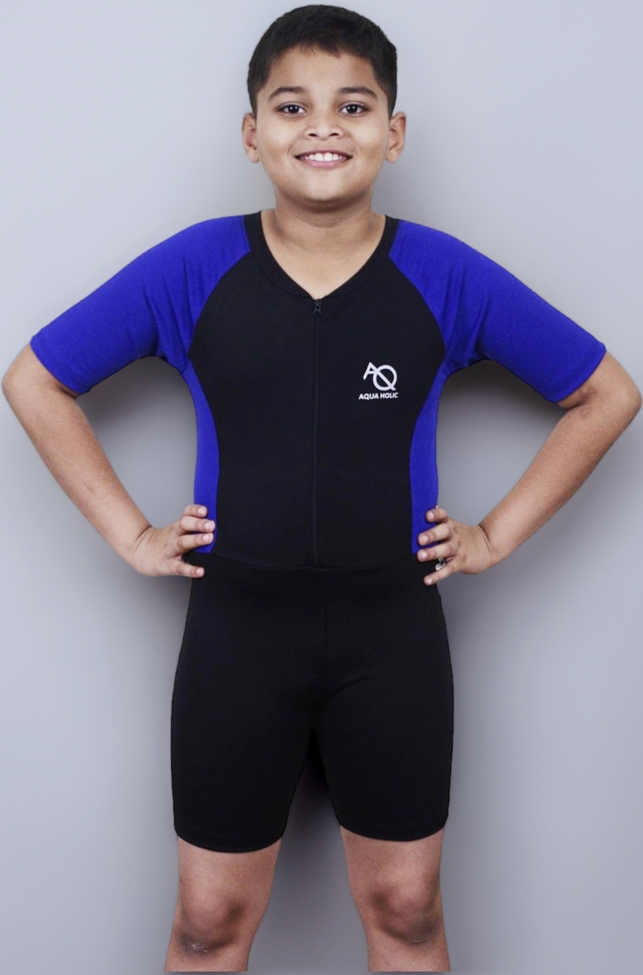 Aqua Holic Swimming Kit with 1 Printed Swimming Half Suit| Costume | with 1 Anti Fog Swimming Goggles, Swimming Cap,1 Nose Clip, 2 Ear Plugs,1 Swimming Ring(Tube) for Boys Multicolour