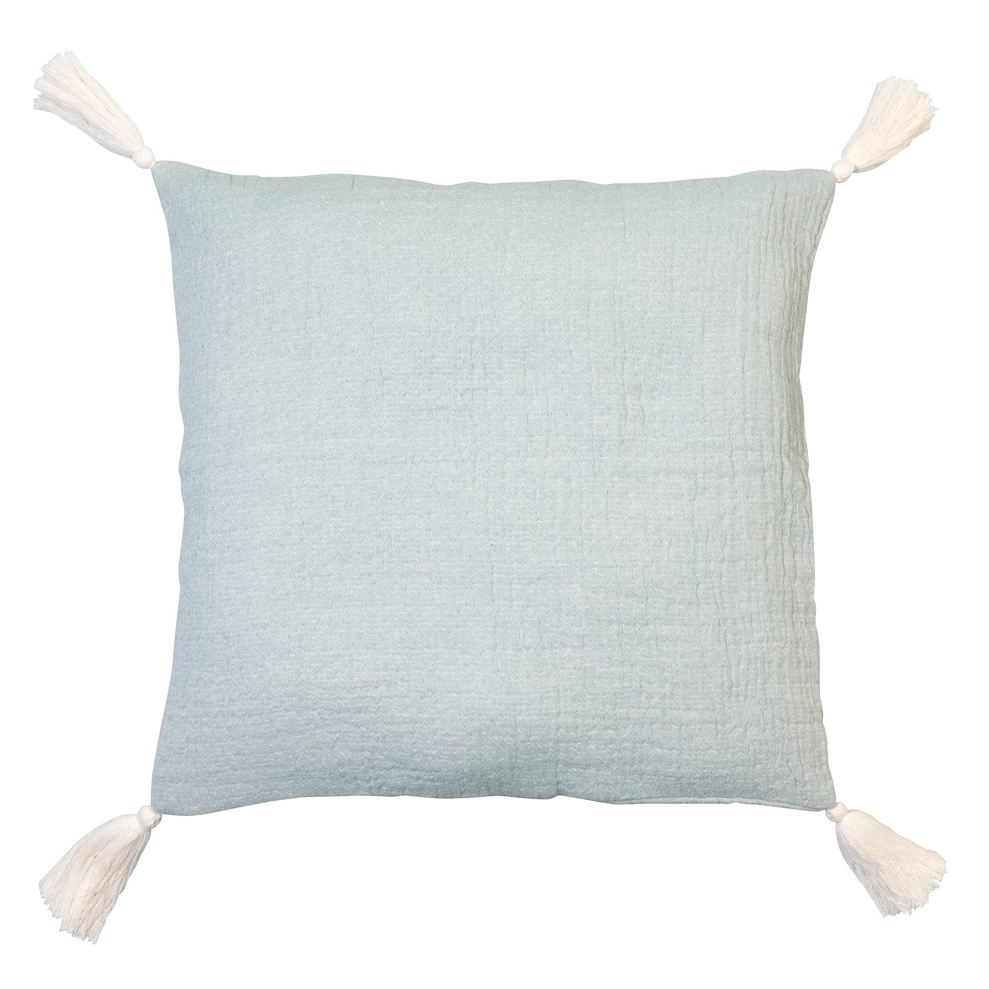 Jean & Len - Federa per cuscino con nappe, 100% cotone biologico, con bottoni in noce di cocco, certificato OEKO-TEX e GOTS, Motivo jacquard ecrù/ menta, prodotto in turchia, copricuscino, 45 x 45