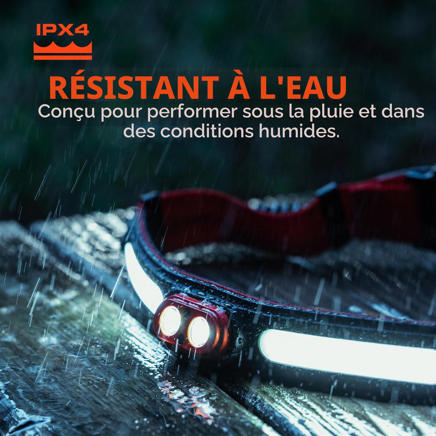 NEBO Curvbeam 600 Flex - Lampe Frontale Rechargeable de 600 Lumens - Avec Faisceau Large de 180°, Résistance à l'eau IPX4 et Ajustement Confortable BackBalance