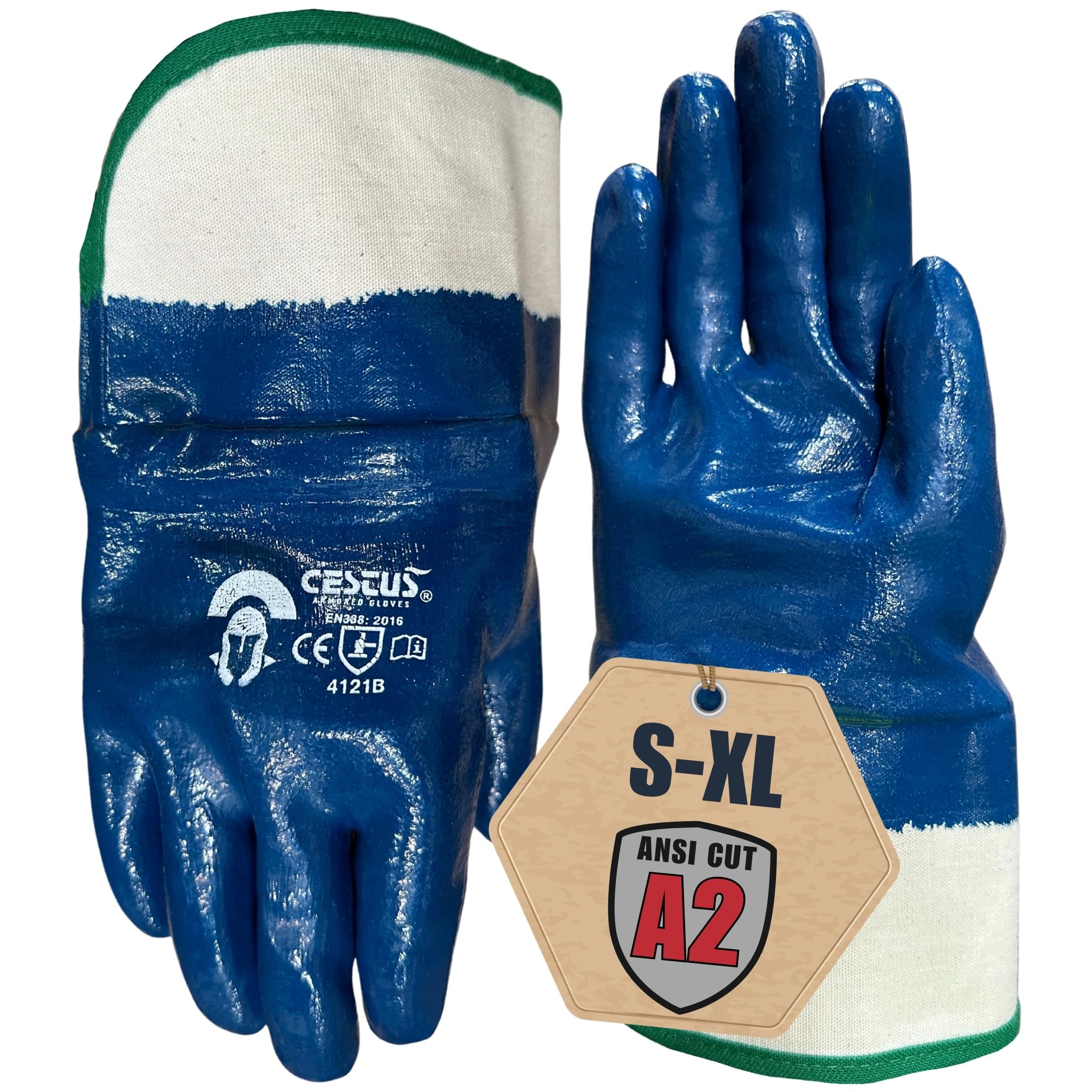 Cestus C-20, 3 Pairs Fuel Gloves for Truck Drivers, Chemical Resistant, Water Resistant, Nitrile Coated Work Gloves