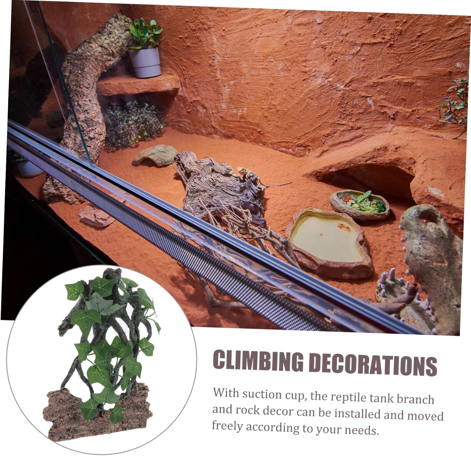 Resin Reptile Corner Branch Lifelike Terrarium Decor with Rock
