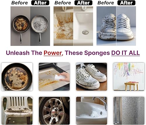 Miniatura 4 de Borradores mágicos para limpieza  Clear Off 10 esponjas de borrador + 10 hojas flexibles para platos y limpieza de baño doméstico, elimina la