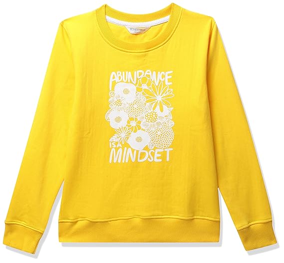 Girl's Cotton Crew Neck Sweatshirt (BS-1455-16_Yellow_3 4 Years)