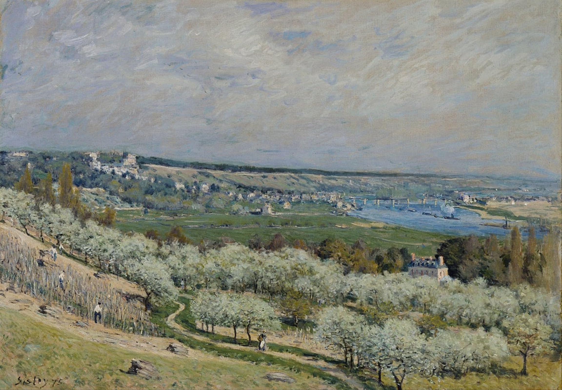 SERENDIPITP Abstract Painting Mural Print Picture Wall Decor Painting the Terrace At Saint Germain Spring by Alfred Sisle Vintage Wall Artwork for Home Decor 60x90cm