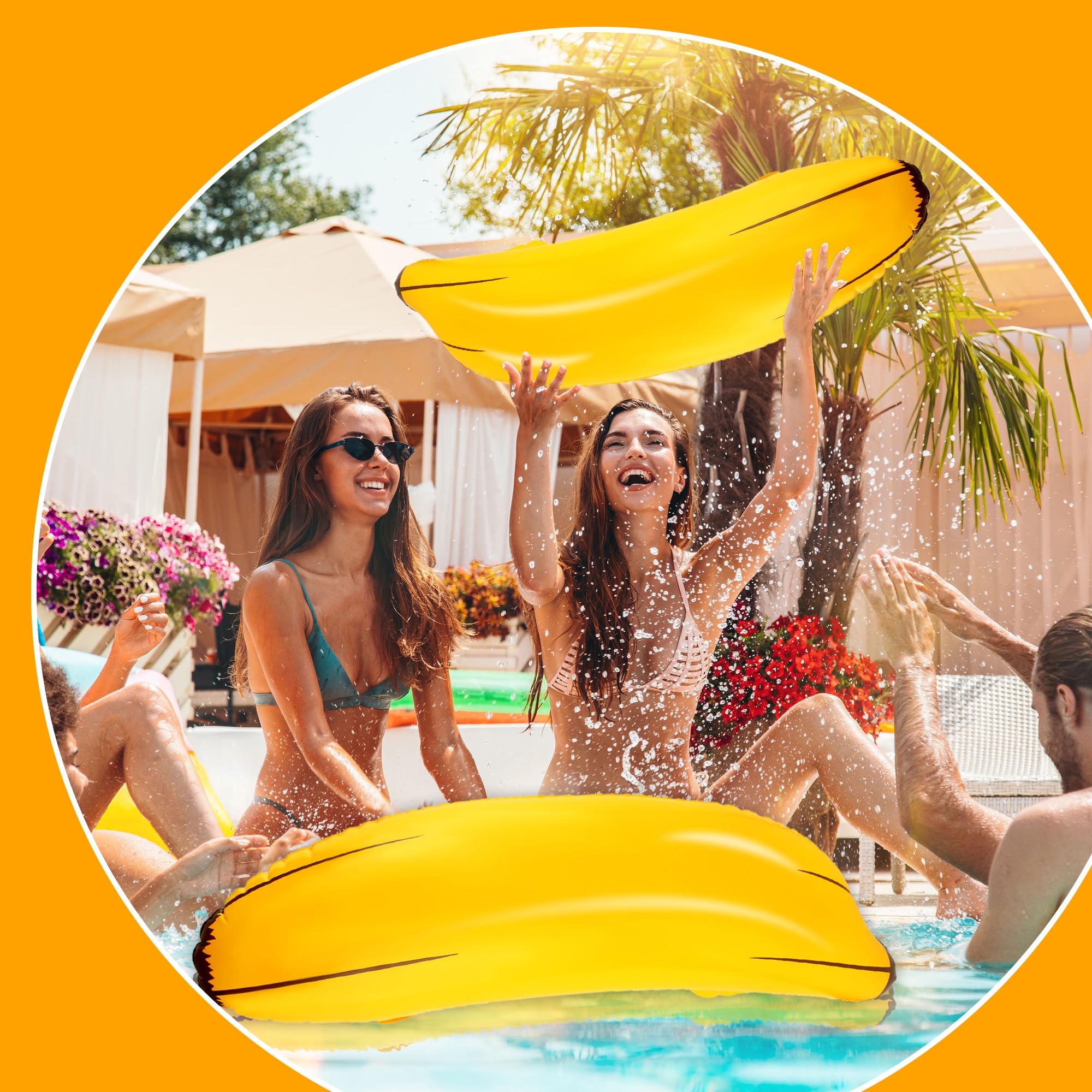 Lot De 6 Ballons Gonflables En Forme De Banane - 66 Cm - PVC Jaune - Décoration Fête, Piscine, Jeux