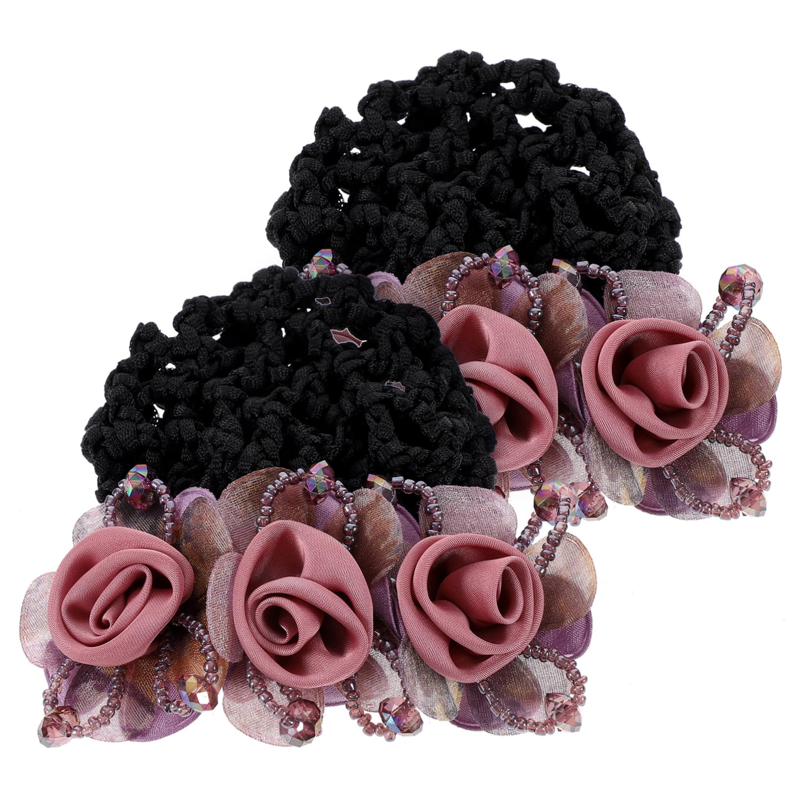 WOONEKY 2pcs flower hair accessories hair bun clip ballet hair net bun hair net bun hair clip hair bun holder hairnets for dance buns bun clips Mother Japanese and Korean Metal hair set
