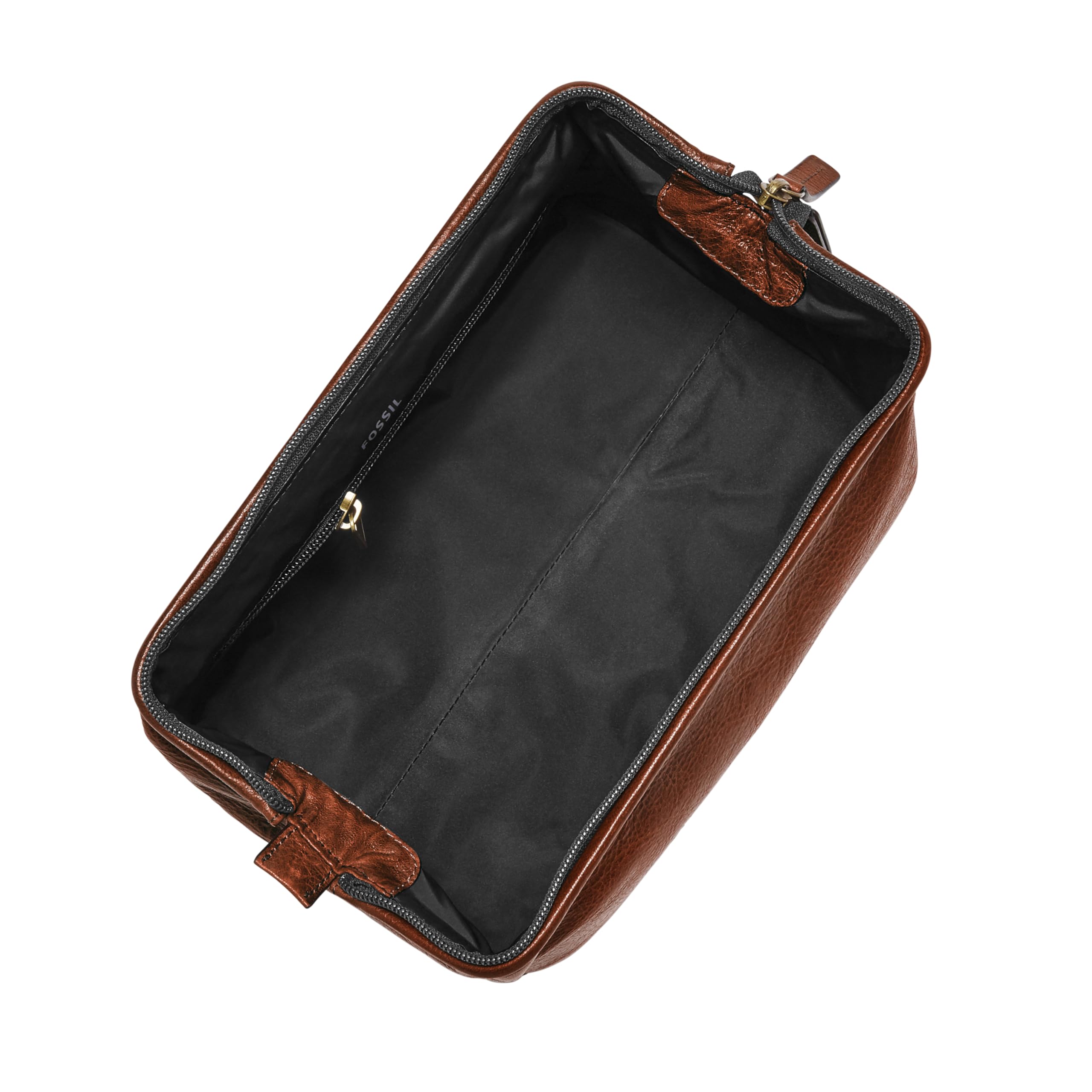 Fossil Neceser de Viaje de Cuero para Hombre, Kit de Afeitado, coñac, Talla única, Kit de Afeitado de Viaje