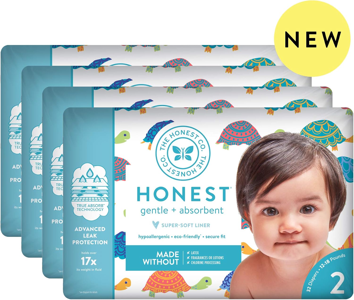 The Honest Company Baby Diapers With Trueabsorb Technology, Happy Together, Size 2, 128 Count