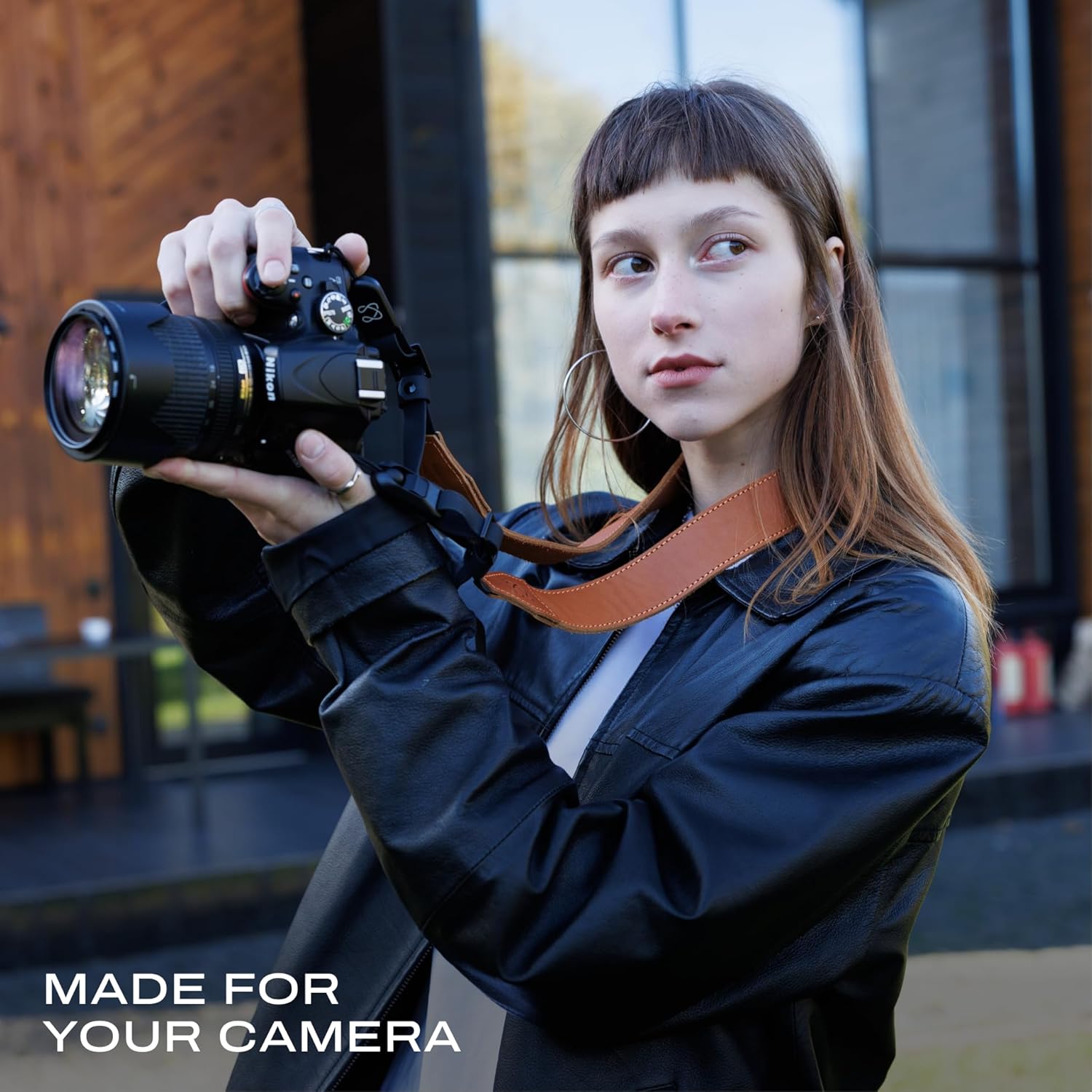 C Coiro Classic Leather Camera Strap with Quick Release, Sling Neck DSLR SLR Camera Shoulder Strap for Photographers