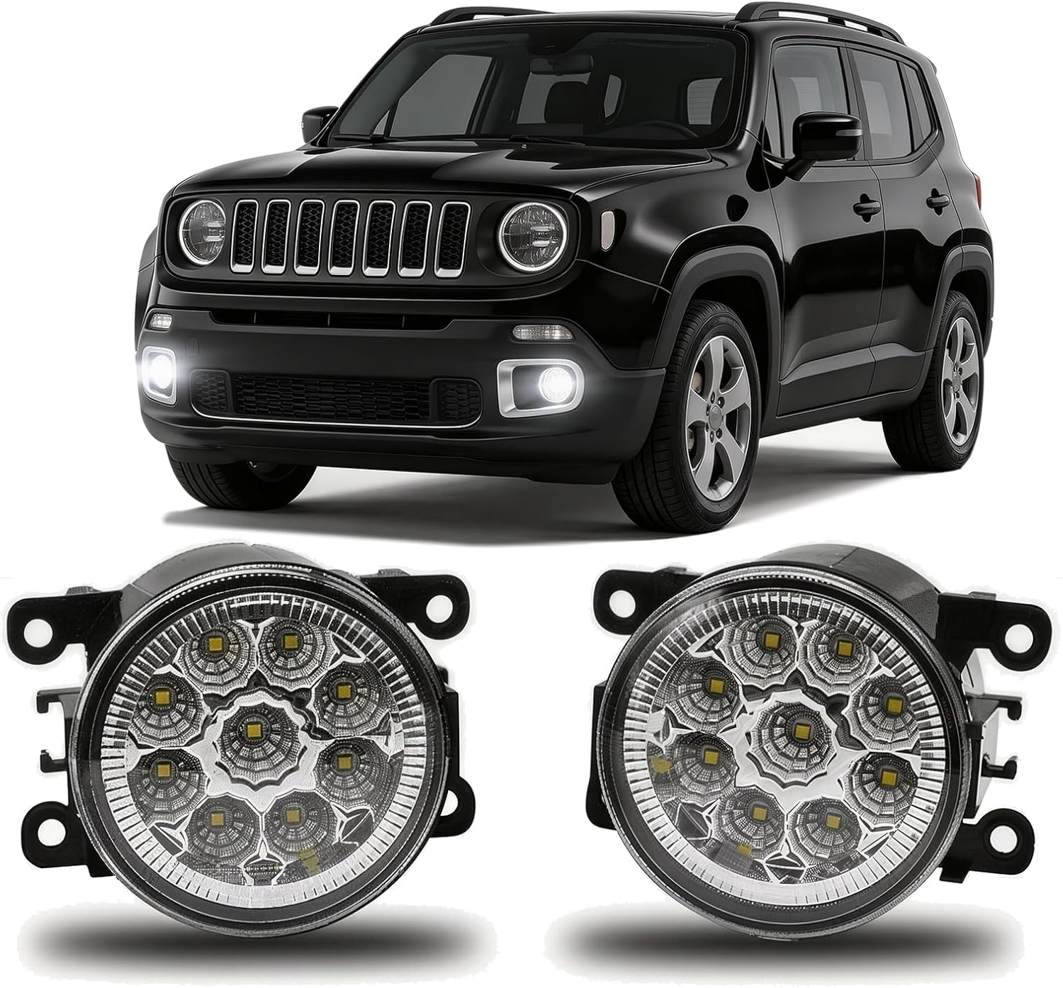 Fog Light Bulb 3.5 Inch LED Front Bumper Fog Lights Driving Lamp Left&Right For Jeep Renegade 2015-2023,6000k,Pack of 2