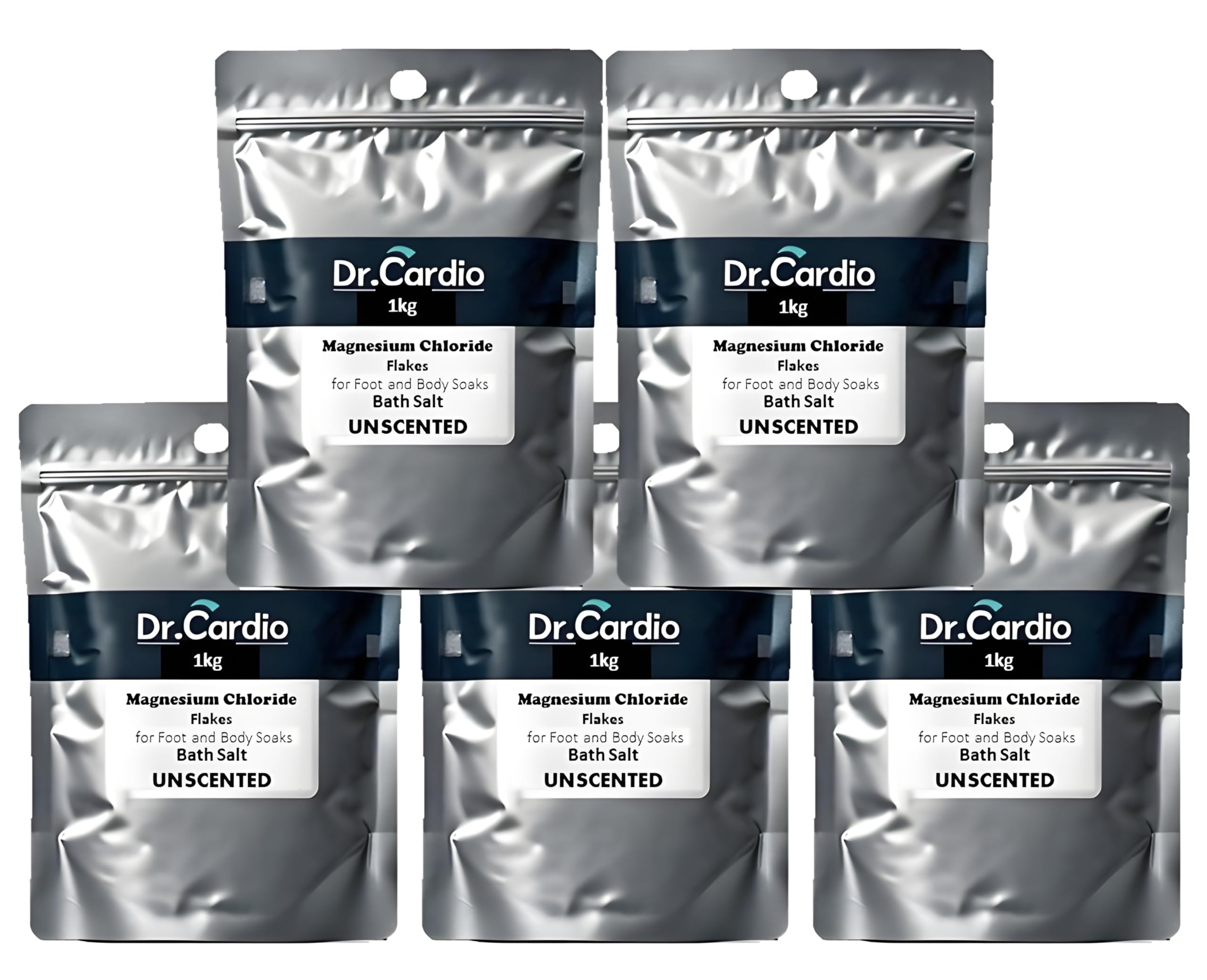 Dr Cardio Natural Bath Salt | Dead Sea Salt Magnesium Chloride Flakes for Foot and Body Soaks | Replenish Magnesium Levels | Relaxing & Rejuvenating Muscles & Joints | Pain Relief (5kg, Unscented)