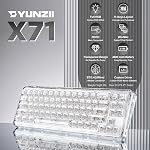 YUNZII X71 Wireless Hot Swappable Transparent Mechanical Keyboard with Clear Keycaps, 68% Layout, BT5.0/2.4G/USB-C Gasket Mount Wireless RGB Backlit for Windows/Mac (Crystal Ice Switch,White)