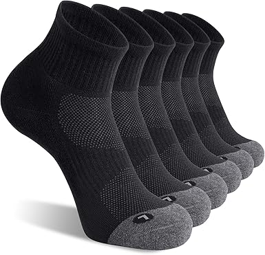 FITRELL 6 Pack Men's Athletic Ankle Socks Cushioned Sports Running Socks 7-9/9-12/12-15
