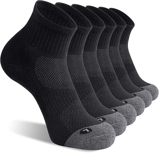 FITRELL 6 Pack Men's Athletic Ankle Socks Cushioned Sports Running Socks 7-9/9-12/12-15