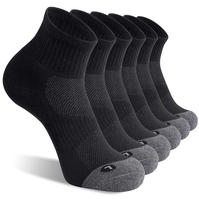 FITRELL 6 Pack Mens Athletic Ankle Socks Cushioned Sports Running Socks 7-9 9-12 12-15