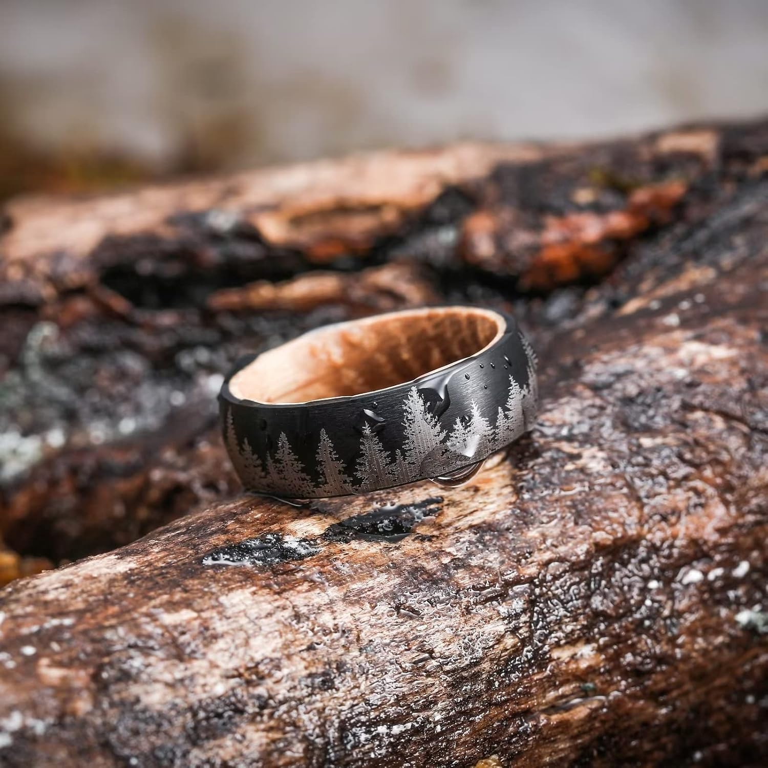 King Will Mens 6mm 8mm Tungsten Carbide Wedding Bands Inlay Lasered Brushed Wedding Rings for Men Women