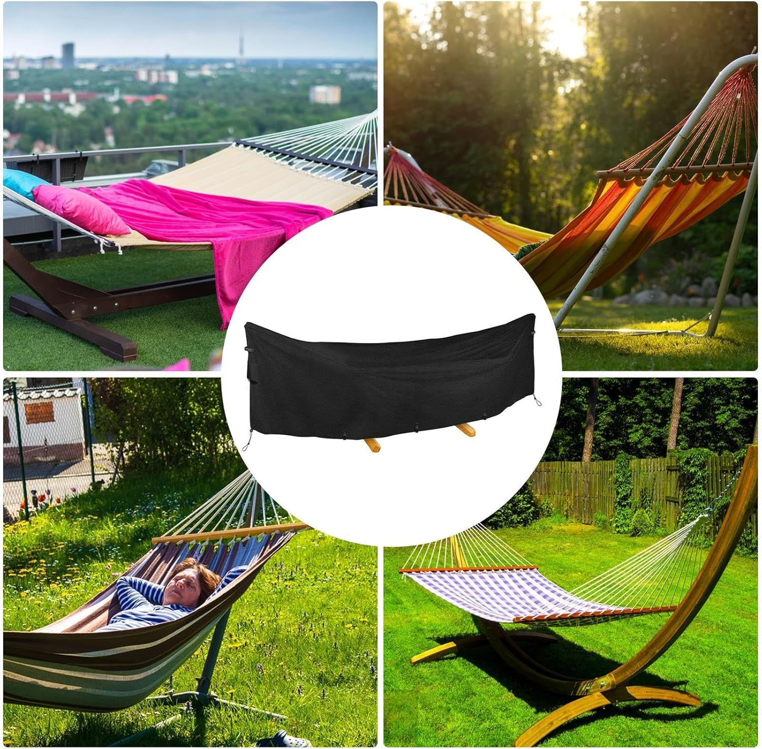 Hammock Waterproof - Waterproof Hammock, 420D Oxford Heavy Duty Hammock Stand Waterproof, Dustproof, UV Protection Outdoor Swing Chair for Garden, Wet and Rainy Season