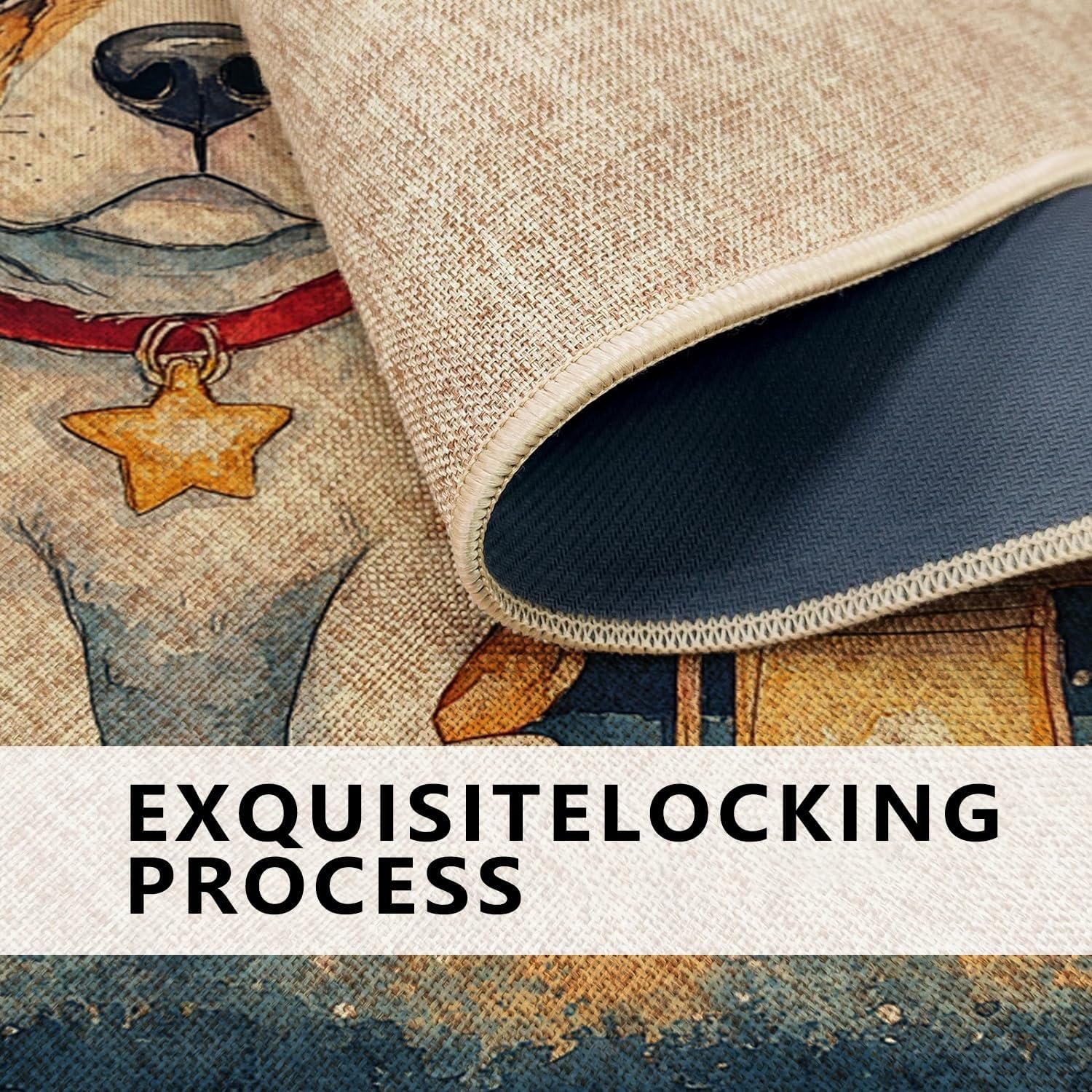 Christmas Beagle Dog Front Black Door Mat Outside Inside Entrance 29 * 17, Cute Xmas Stars Outdoor Indoor Non Slip Doormat, Small Pet Shoes Off Doormat for Patio Home