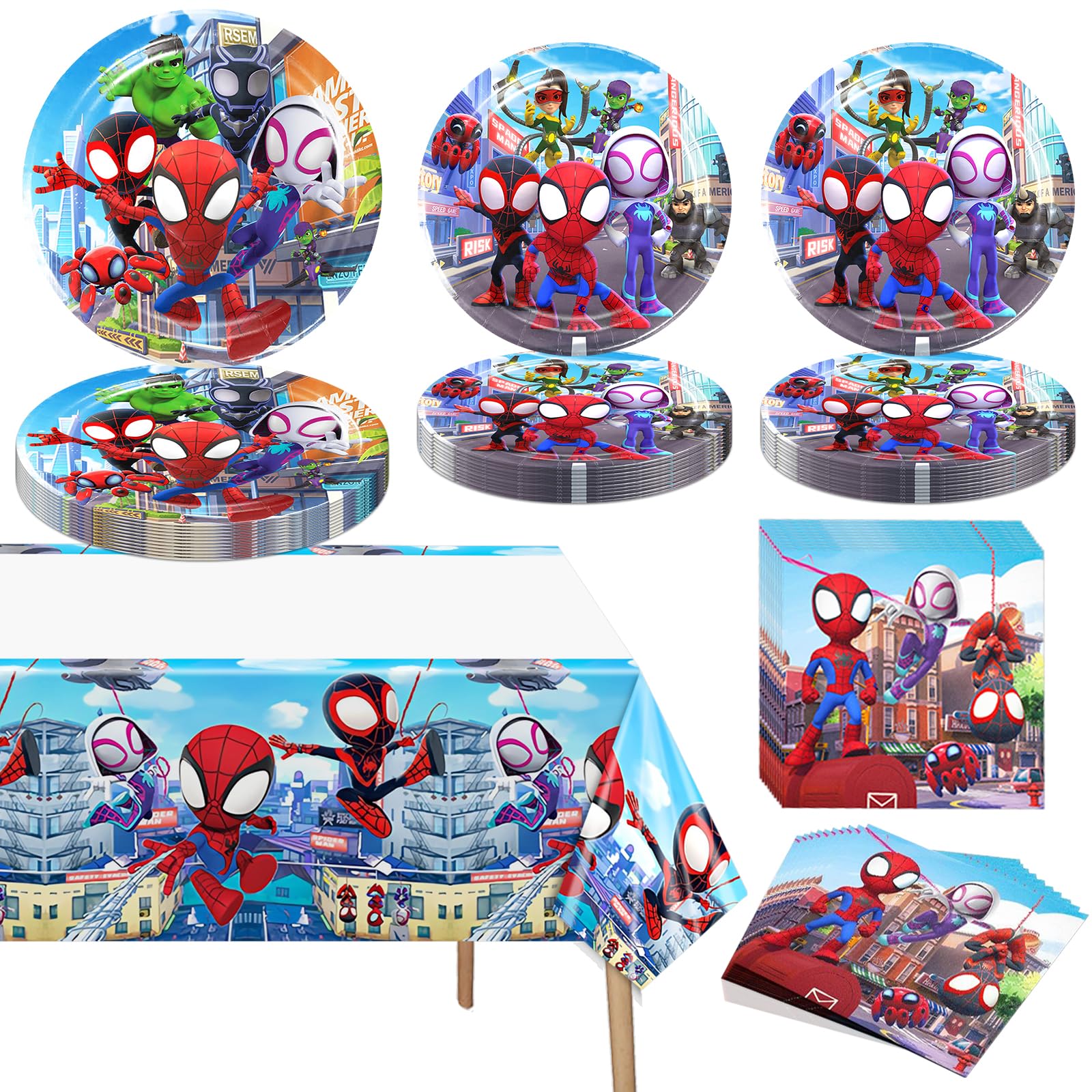 61 PCS Friends Tableware Sets, Birthday Party Paper Plates and Napkins Set Includes 40 PCS Plates, 20 PCS Napkins, 1 Tablecloth for Kids Birthday Party Supplies