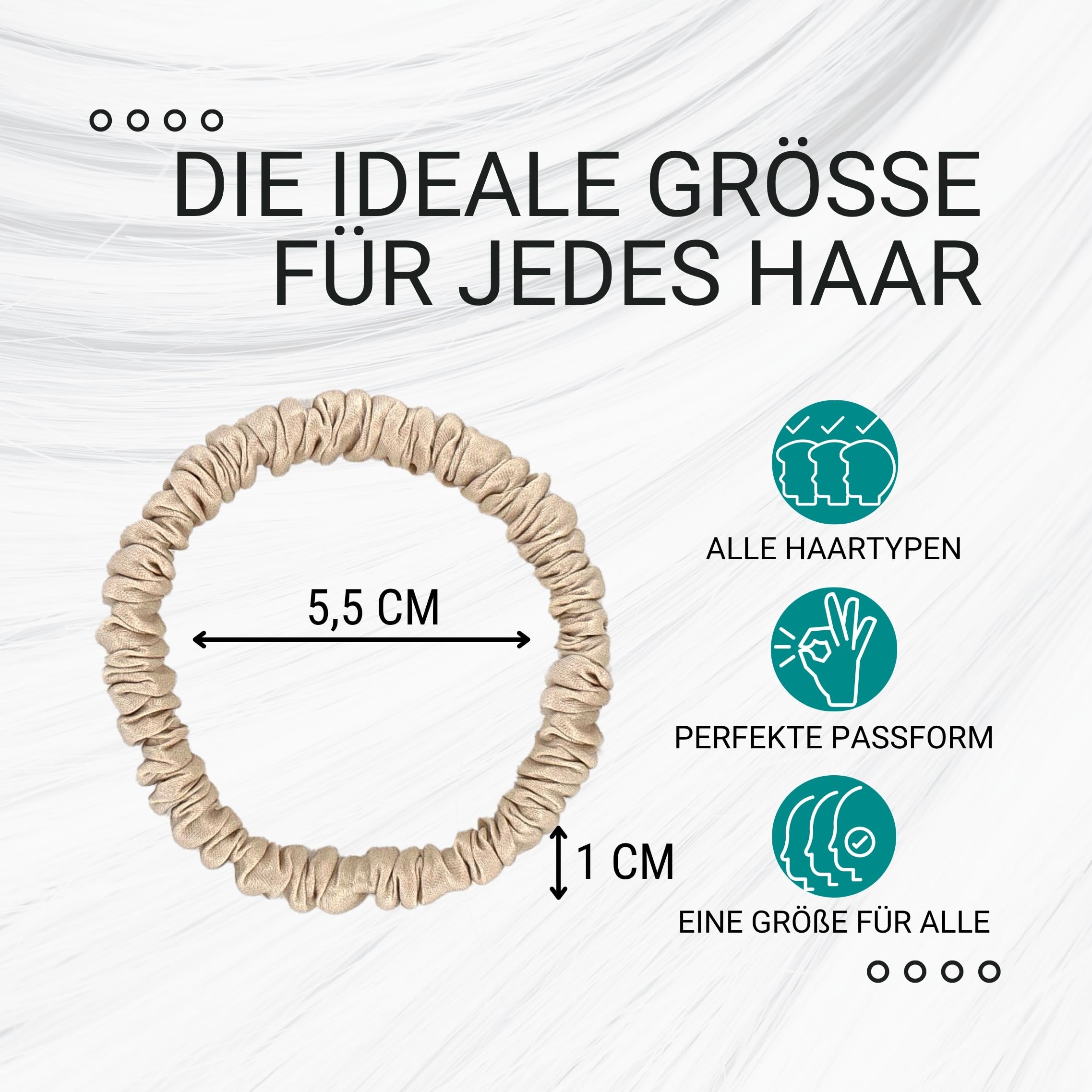 HAARallerliebst® 4er-Set 100% dünne Seide Scrunchie Haargummis mit Pappschachtel, Haargummi für jeden Tag, Haarpflege Scrunchies, ohne Haarschäden (beige, dünn)