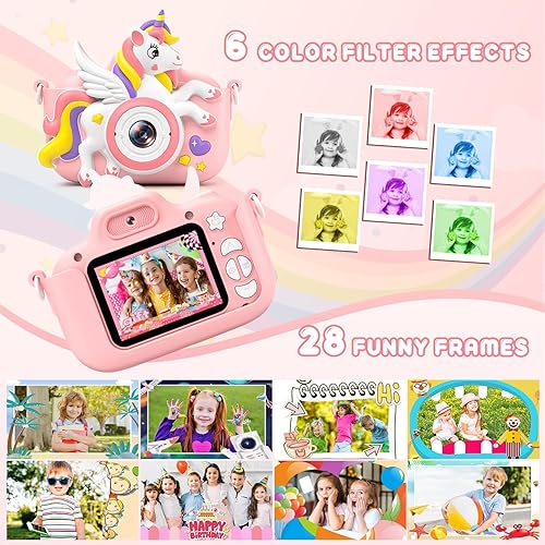 Miniatura 10 de Cámara para niños, cámara para niños y niñas, regalos de juguetes para Navidad, cumpleaños, niños y niñas de 3 a 9 años de edad, cámara de video
