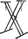 RockJam Xfinity Heavy-Duty, Double-X, Pre-Assembled, Infinitely Adjustable Piano Keyboard Stand with Locking Straps