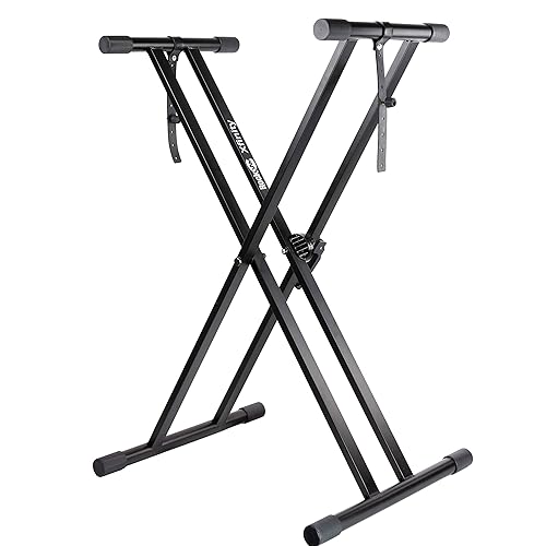 RockJam Xfinity Heavy-Duty, Double-X, Pre-Assembled, Infinitely Adjustable Piano Keyboard Stand