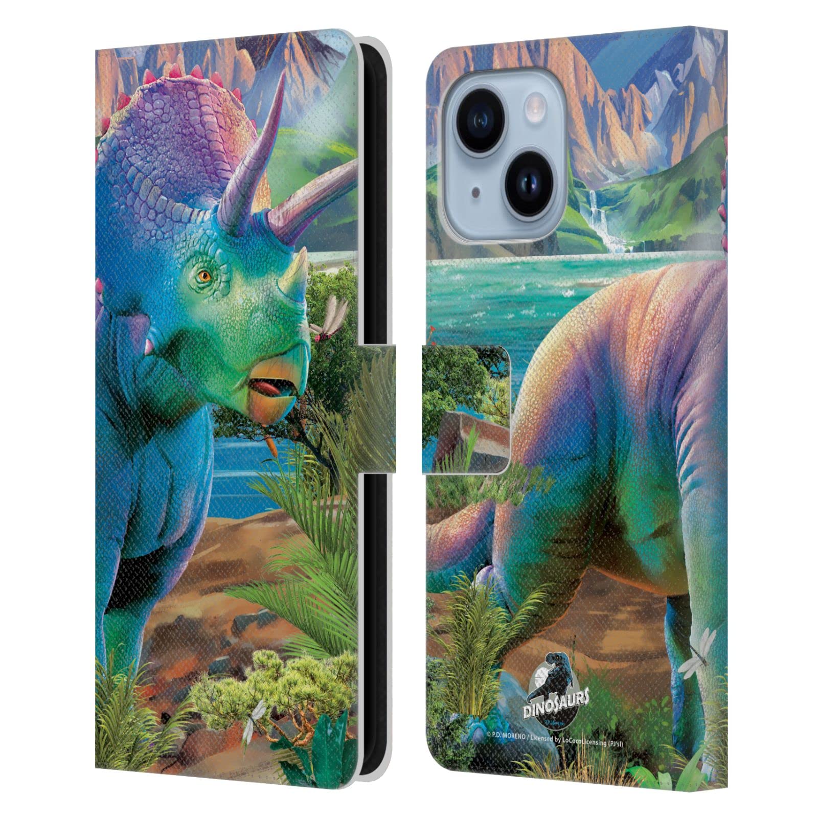 Housse iPhone 14 Plus Tricératops Dinosaure cuir pour passionnés - 7