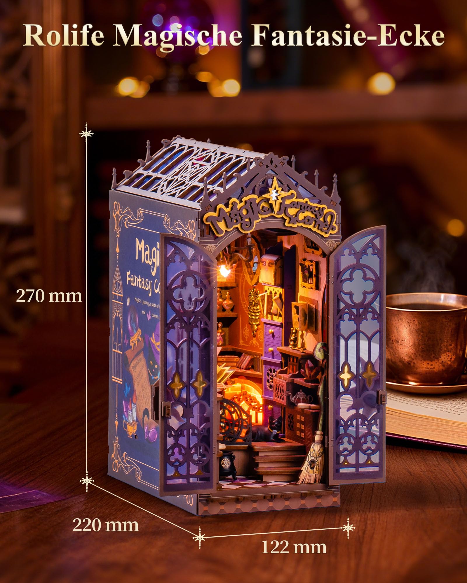 Rolife Book Nook Kit für Erwachsene Miniatur Haus Selber Bauen mit Licht