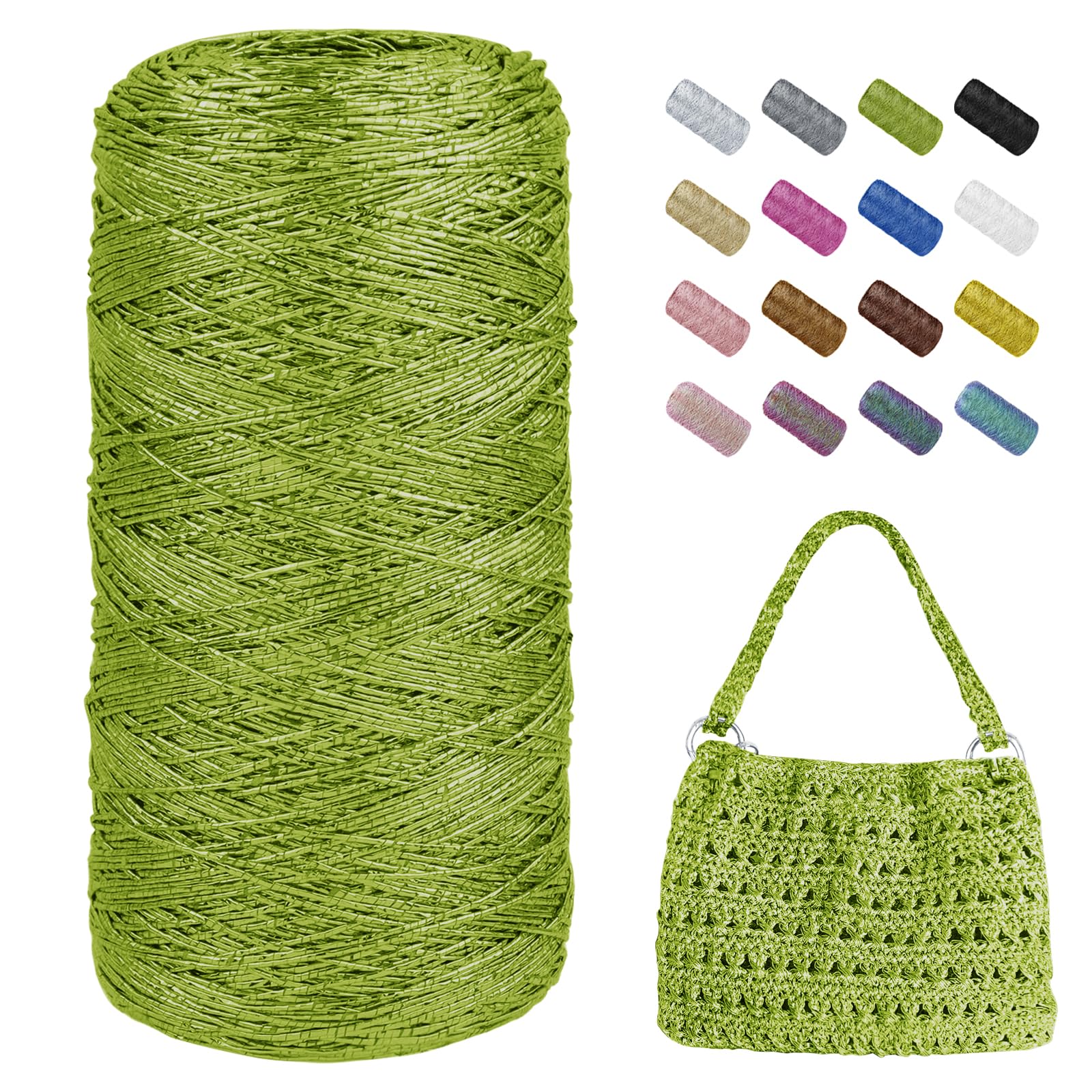 Uiopa Metallic Macrame Cord 1mm x 480m, Green Glitter Yarn for Crocheting Bags, Polyester Cord Sparkle Macrame Yarn for Crocheting Pendants, Home Decor, DIY Crafts