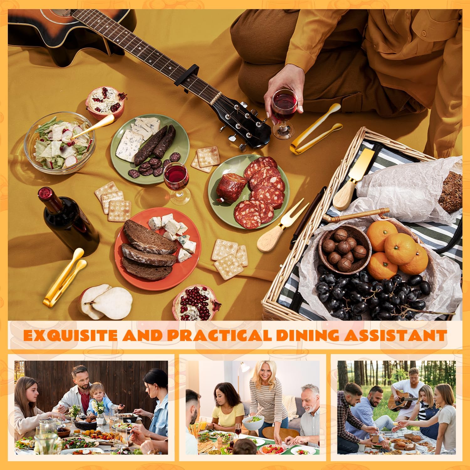 Charcuterie Boards Accessories Gold Charcuterie Utensils 169Pcs Cheese Spreader Knife Set Small Serving Tongs Forks and Spoons Dipping Bowls Honey Dipper Toothpick Flags Cocktail Picks