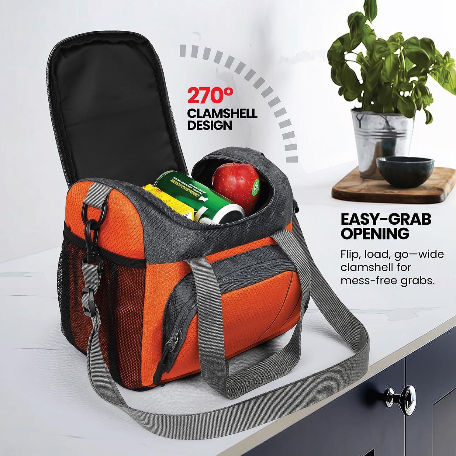 FATMUG Small Lunch Bag for Office Men, Women and Kids Tiffin Bag - Set of 2 (Sky Blue, Orange) 2